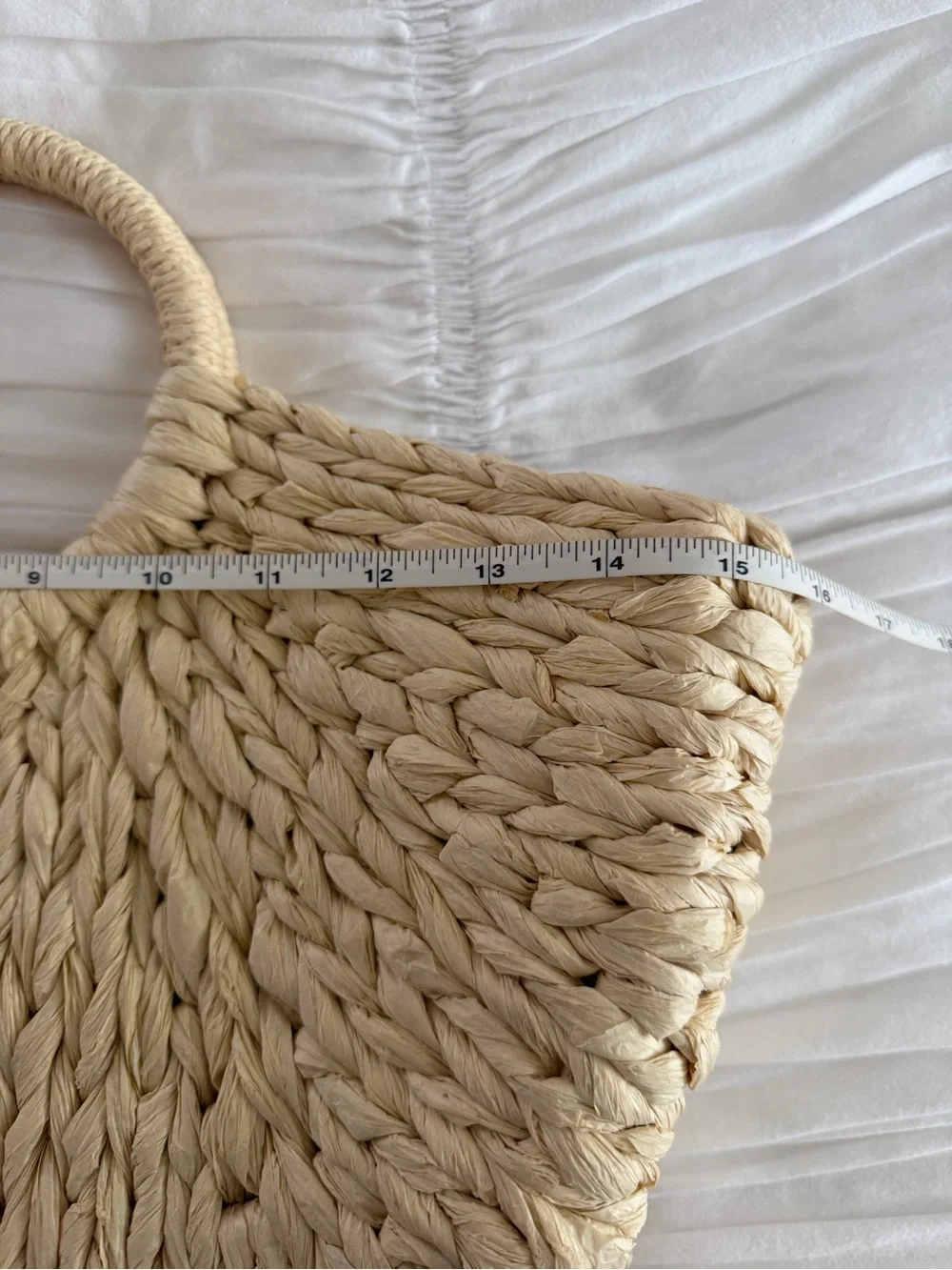 Natural Woven Raffia Circle Handle Tote Bag Boho Beach Purse Beige